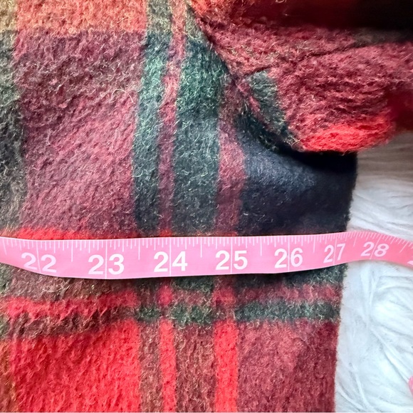 Vintage 60s Rancher Cabincore Red Plaid Wool Chore Jacket Coat Sherpa Shearling - Picture 9 of 10